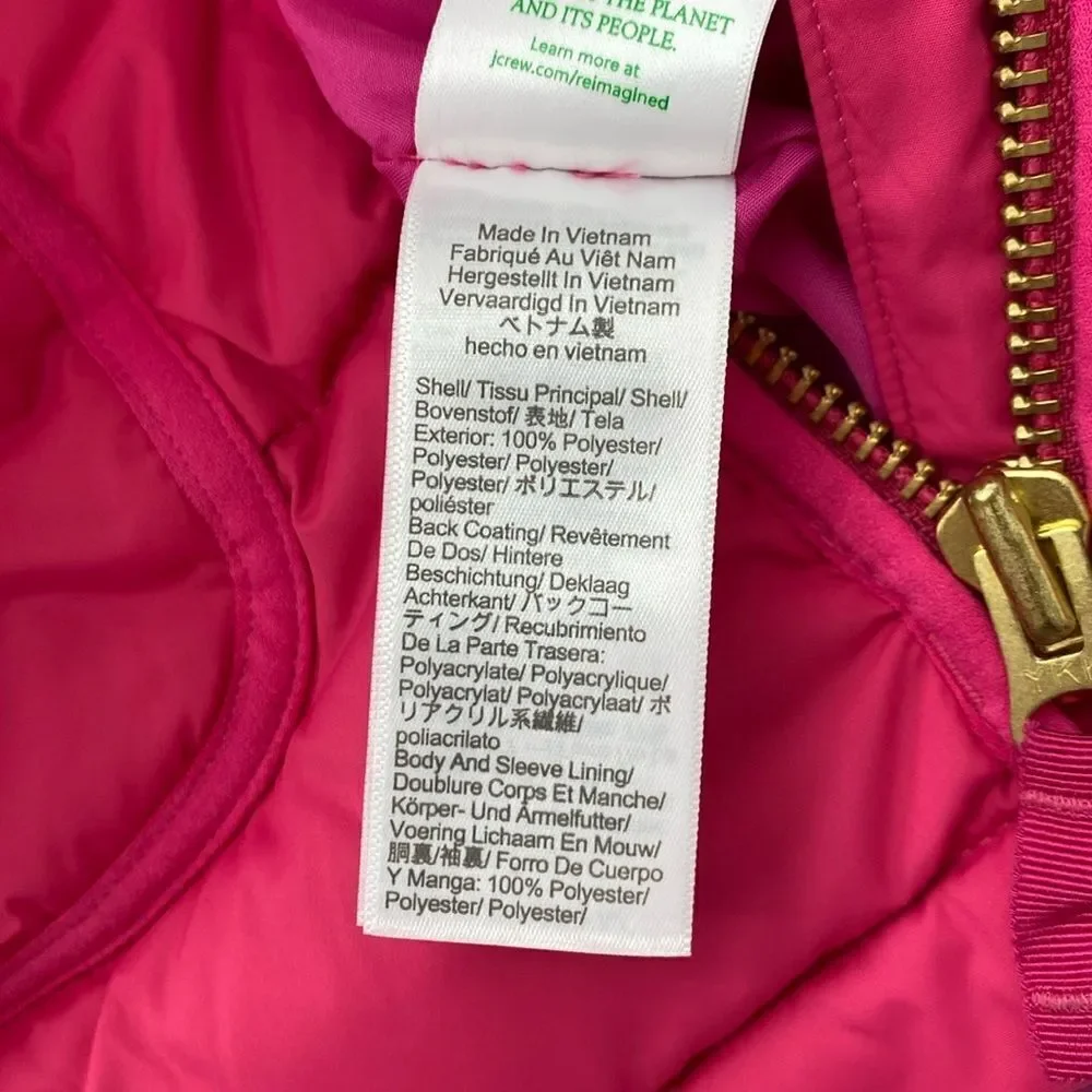 J.Crew Chateau Neon Pink Puffer Jacket
